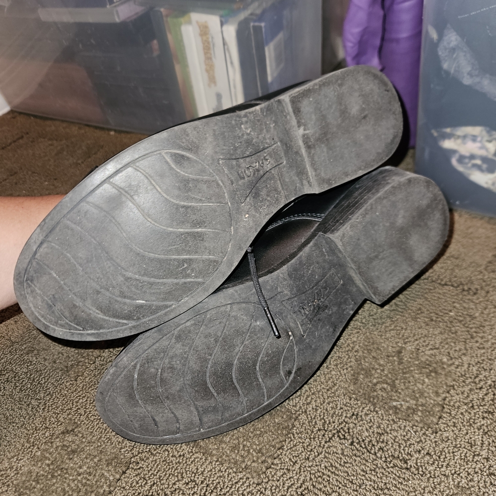 Saxon Black Faux Leather Combat Boots - Picture 6 of 7